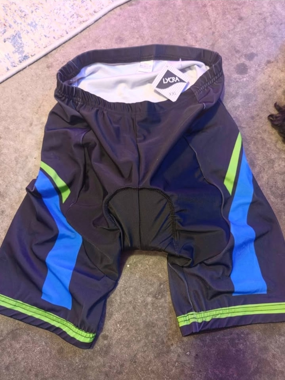 Lycra Men’s Black Cycling Shorts with Blue & Green Accents